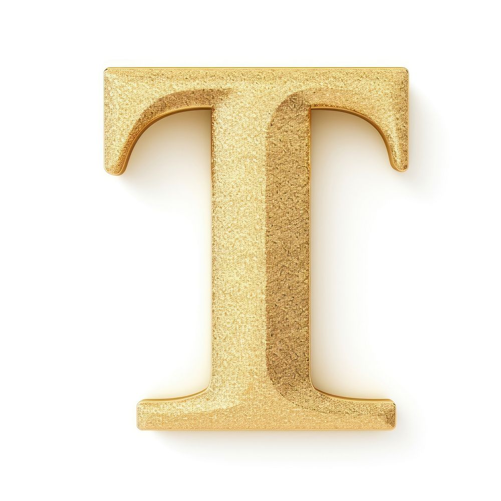 Golden alphabet T letter text white background simplicity.