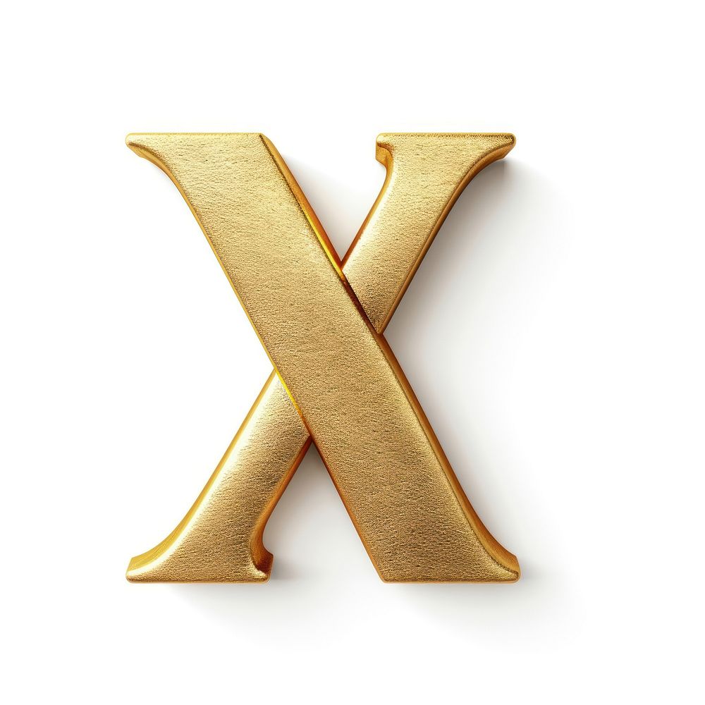 Golden alphabet X letter text white background ampersand.