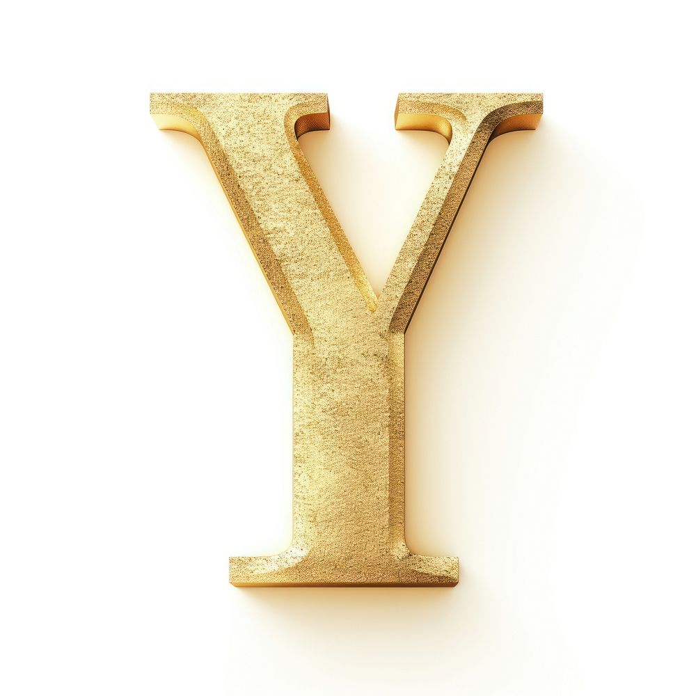 Golden alphabet Y letter text white background textured.
