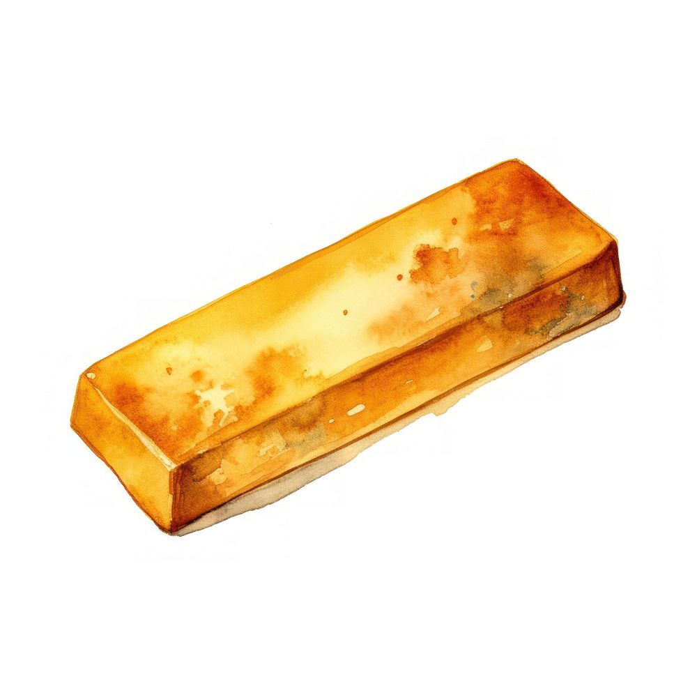 Gold bars in Watercolor style food gold white background.