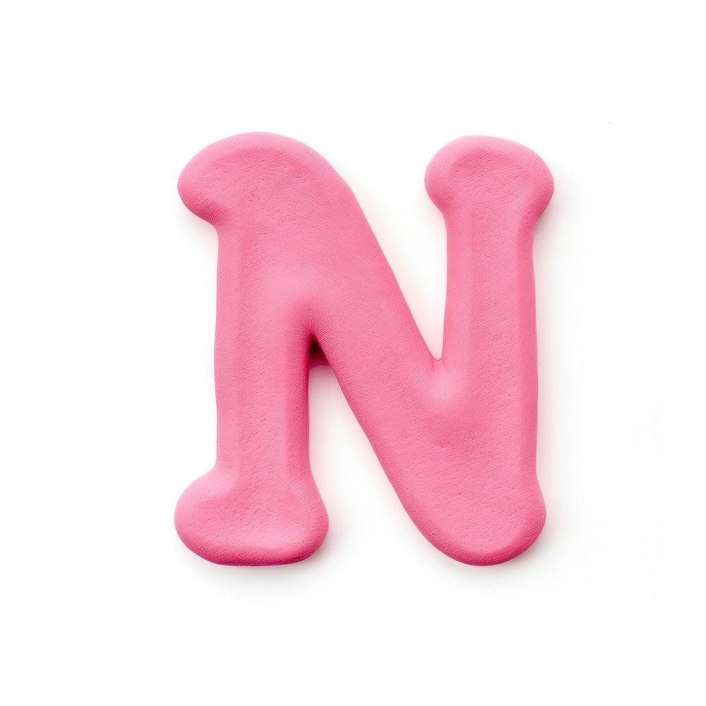 Letter N text pink white background.