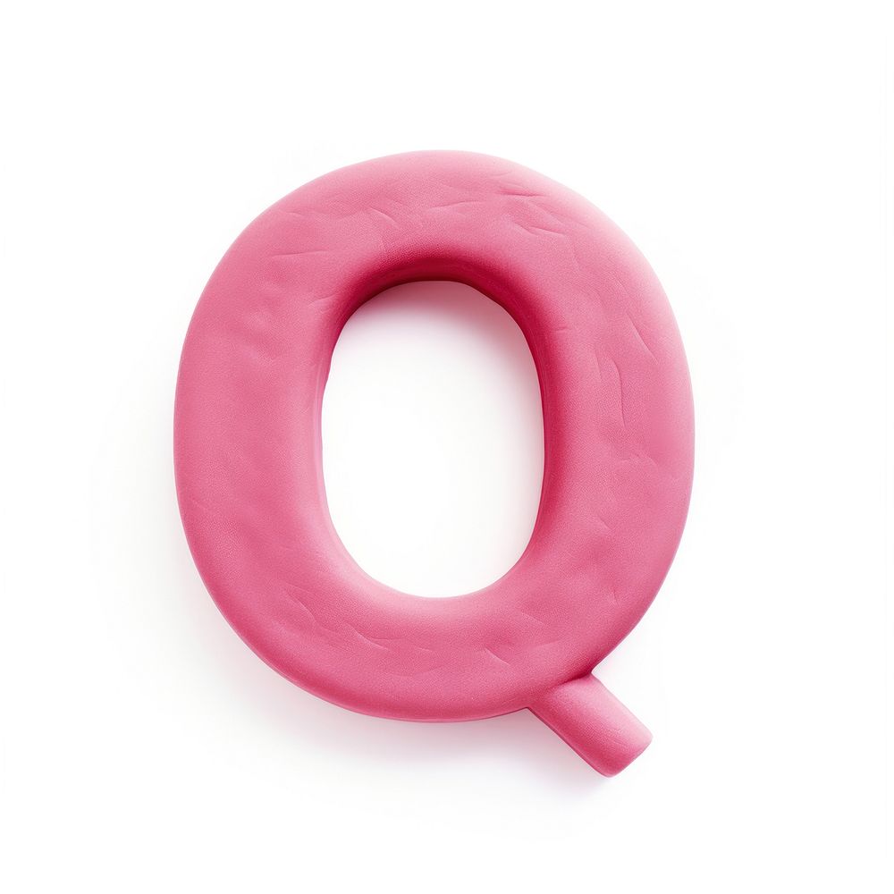 Plasticine letter Q pink white background confectionery.