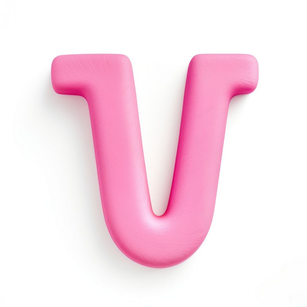 Plasticine letter V text number pink.