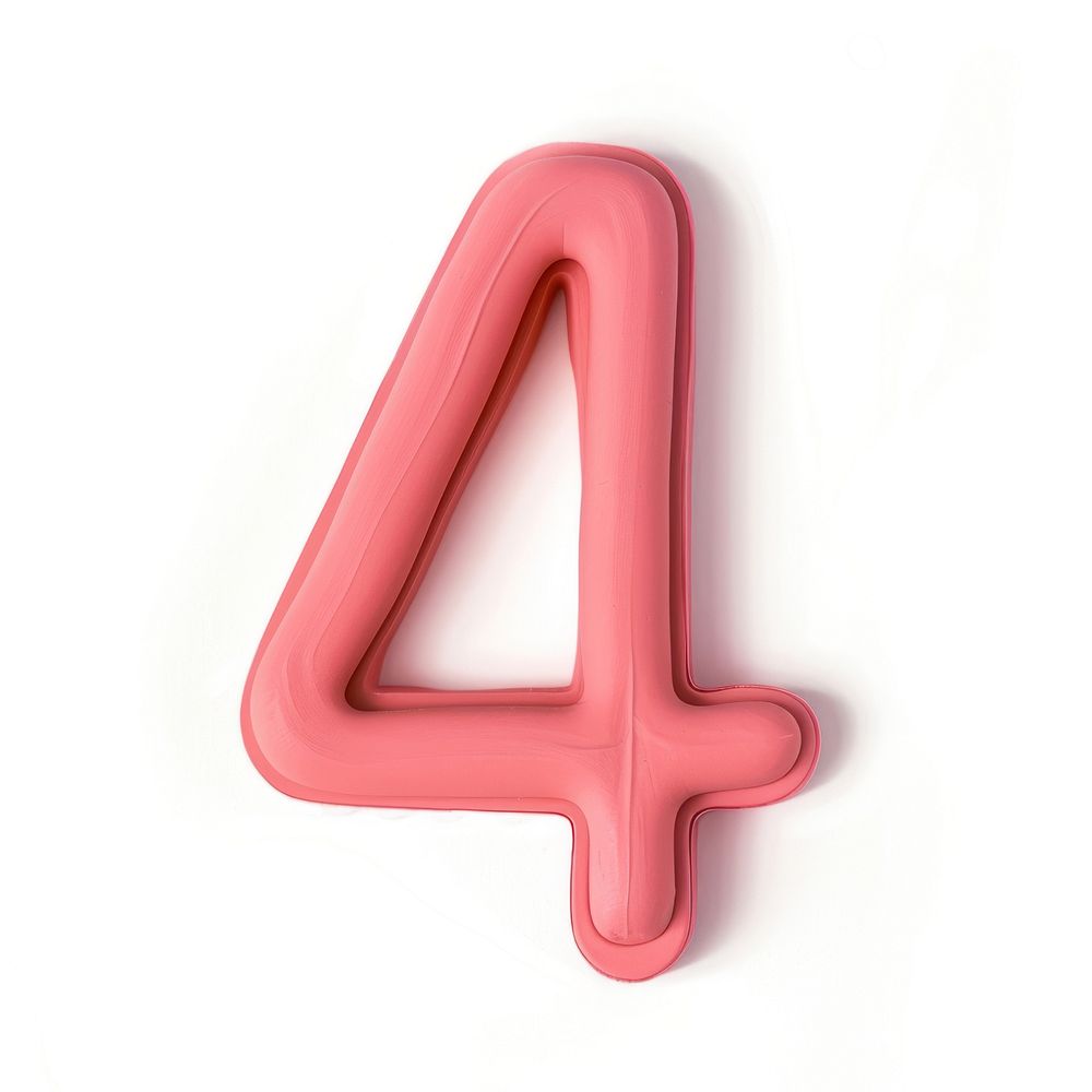 Plasticine number 4 symbol pink text.