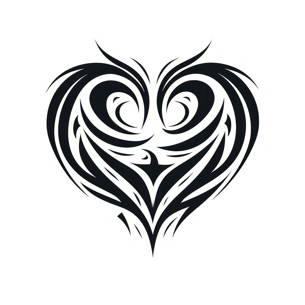 Neo tribal heart shape logo creativity monochrome.
