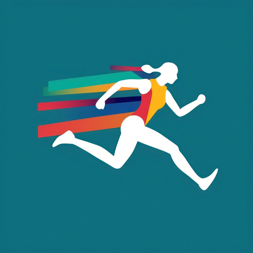 Woman running recreation sports logo.