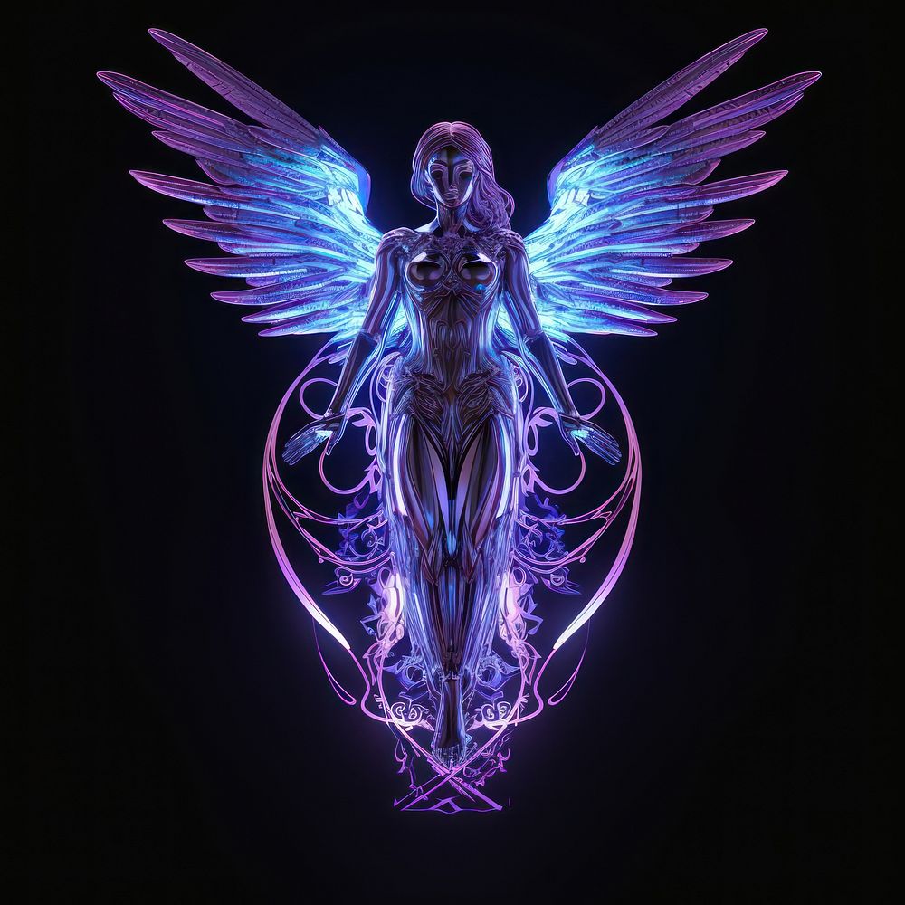 Angel angel purple black background. | Premium Photo Illustration ...