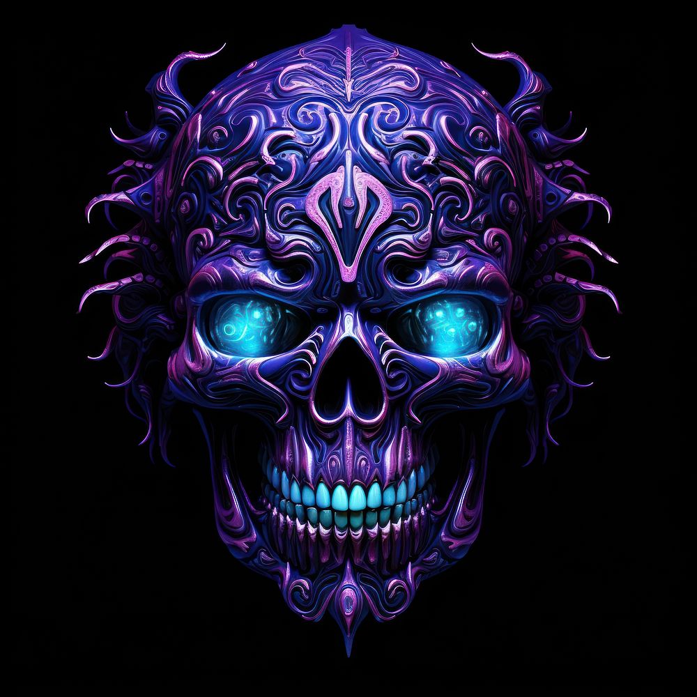 Purple mask black background illuminated.