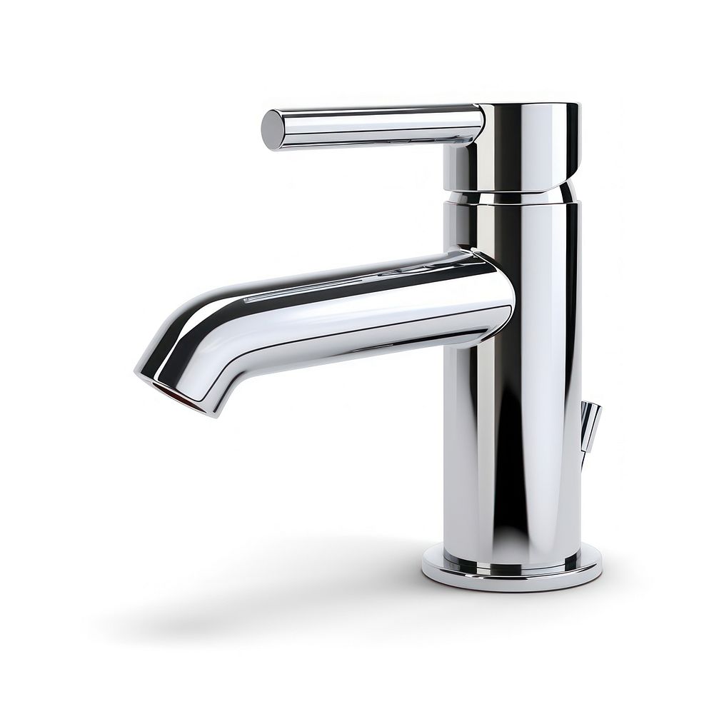 Chrome faucet sink tap white background.