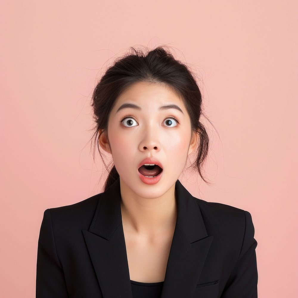 Asian business woman surprised face portrait photography adult.