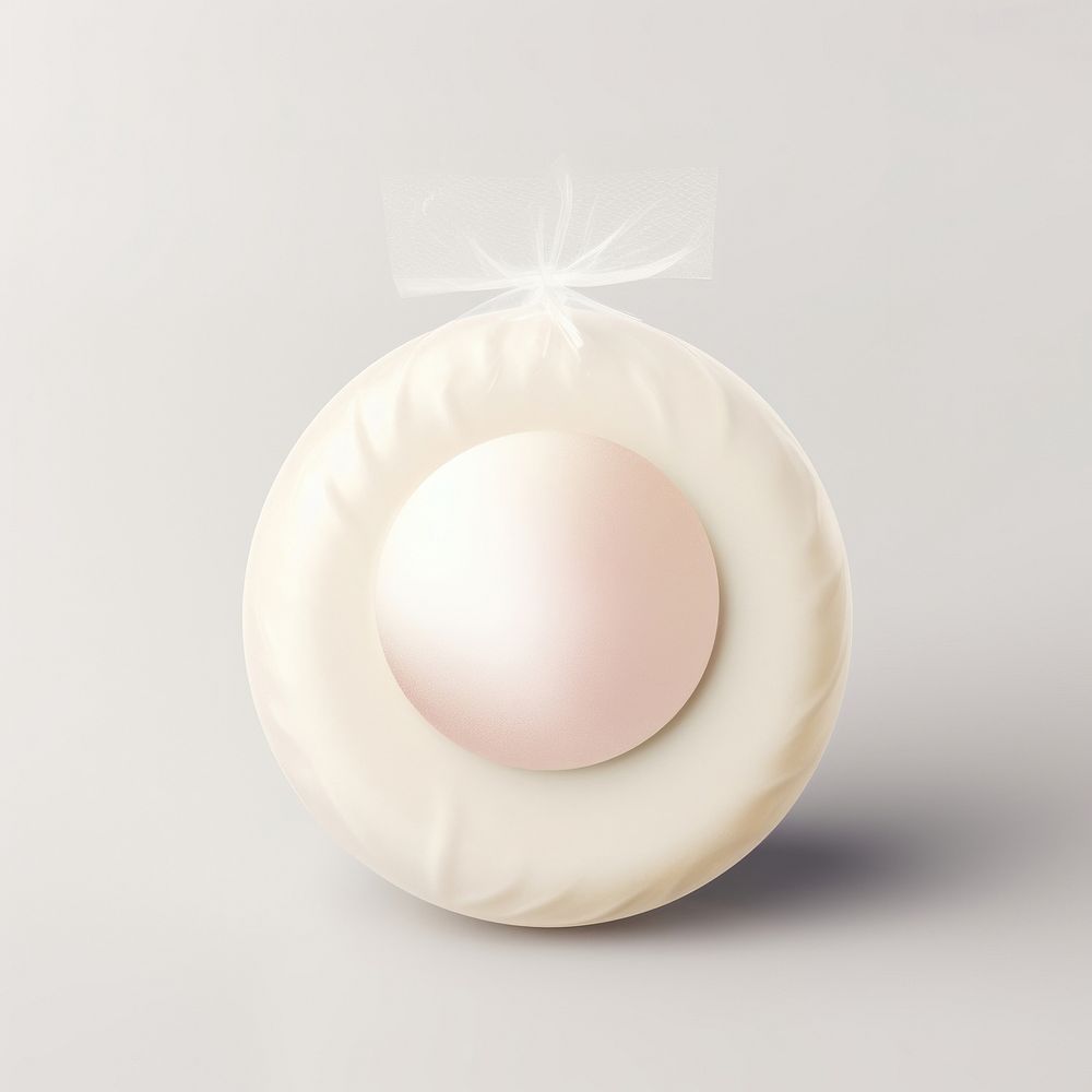 Round hotel soap in a blank white package egg celebration lighting.