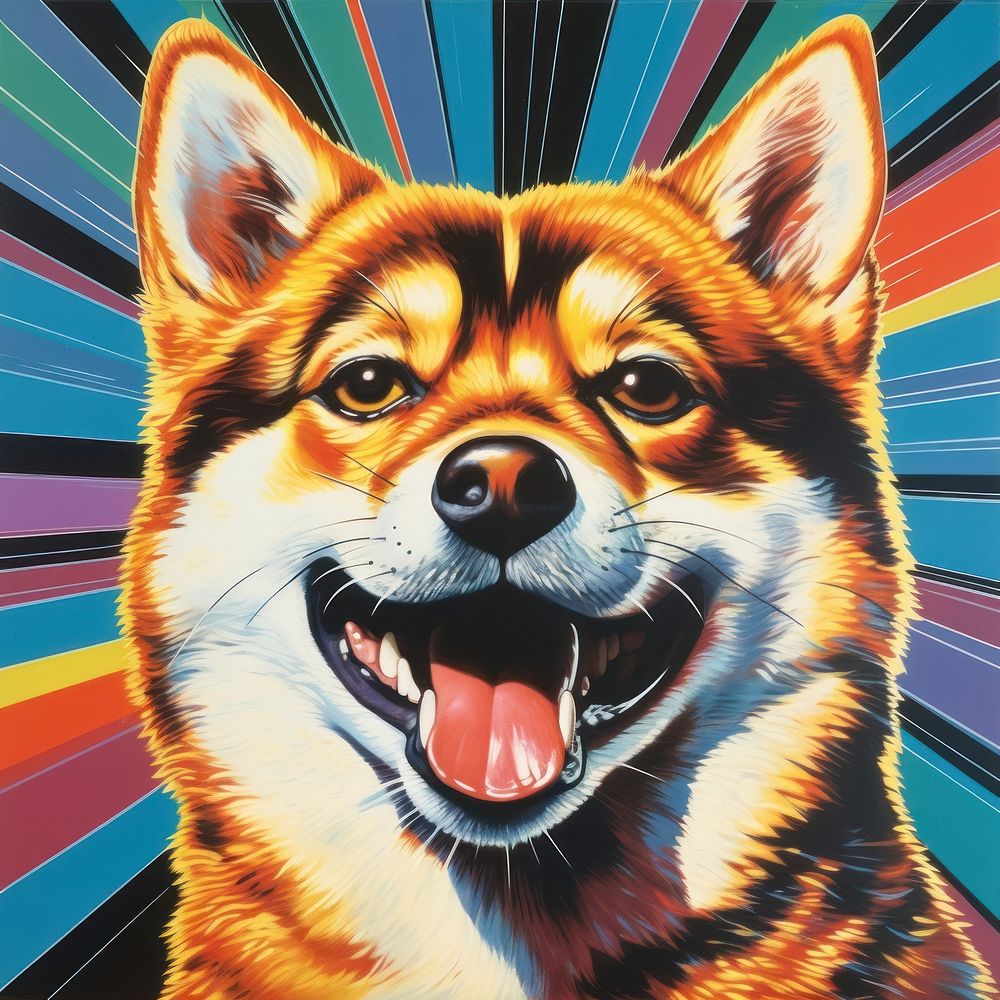 Airbrush art of a shiba dog backgrounds painting mammal.