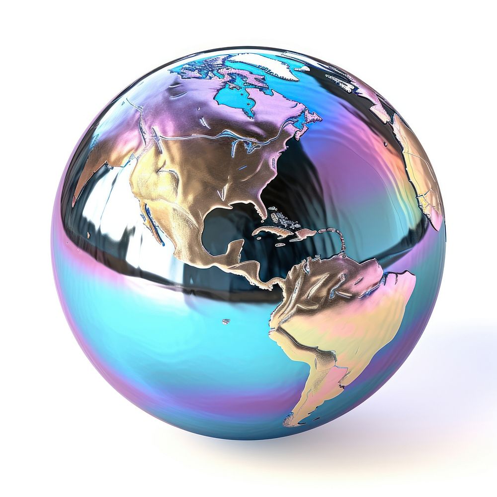 Earth planet iridescent sphere globe space.