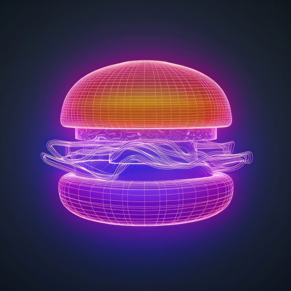 Neon burger wireframe light neon invertebrate.