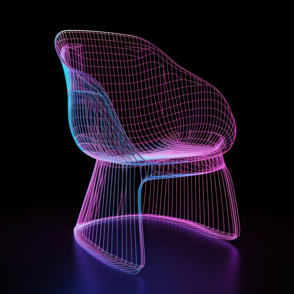 Neon chair wireframe light furniture armchair.