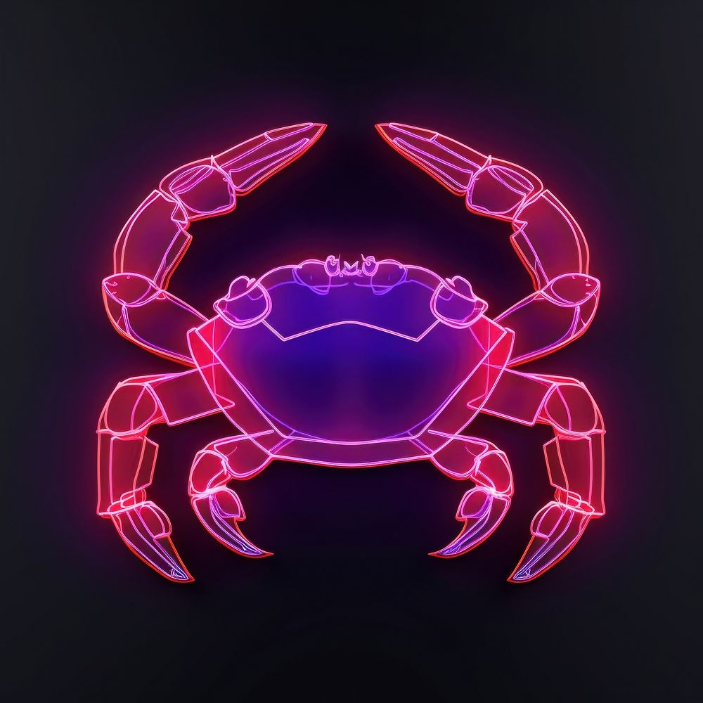 Neon crab wireframe seafood animal nature.