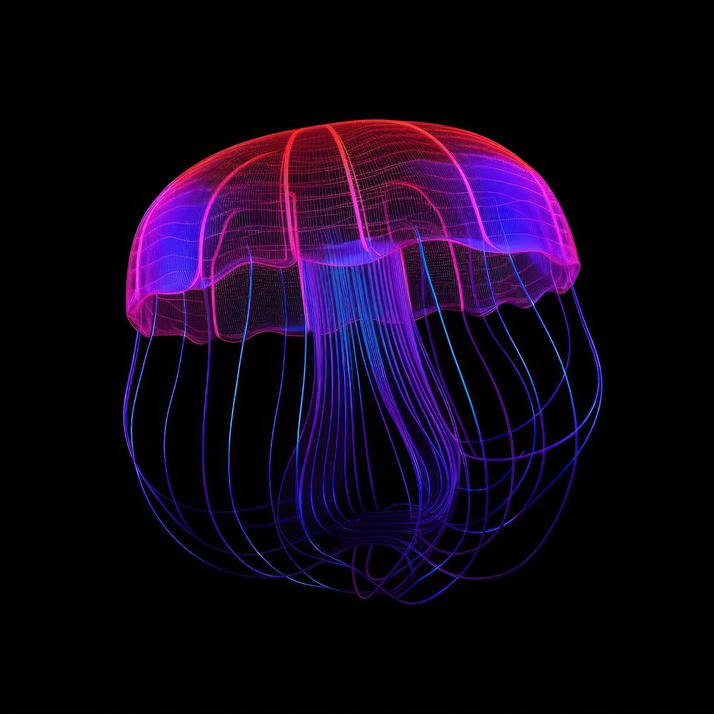 Neon jellyfish hat wireframe nature night invertebrate.