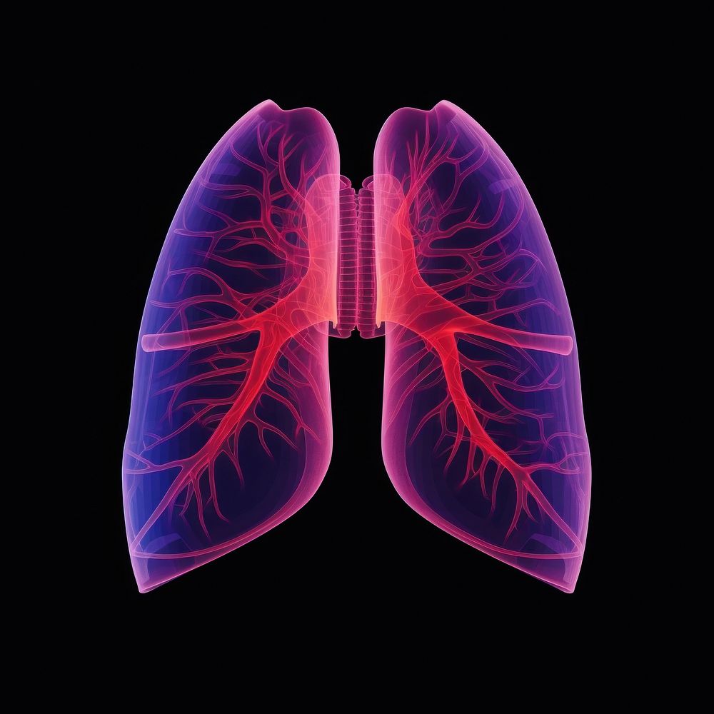 Neon lungs wireframe purple radiography accessories.