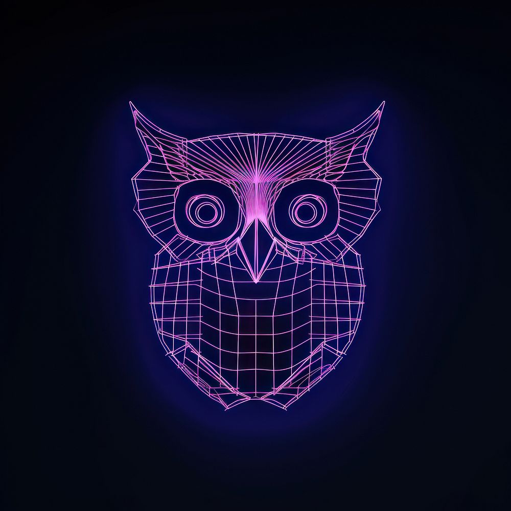 Neon owl wireframe light illuminated creativity.