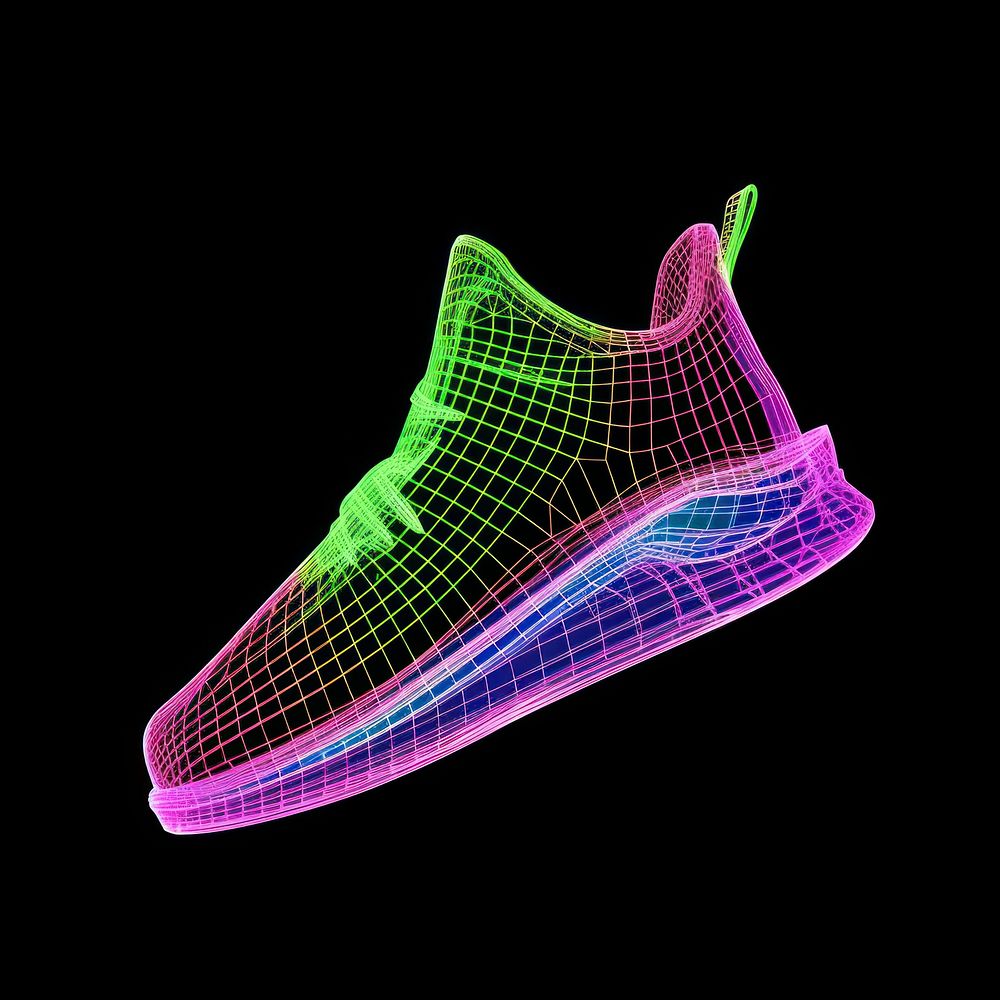 Neon shoes wireframe footwear purple technology.