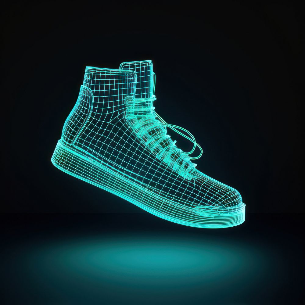Neon shoes wireframe footwear light illuminated.