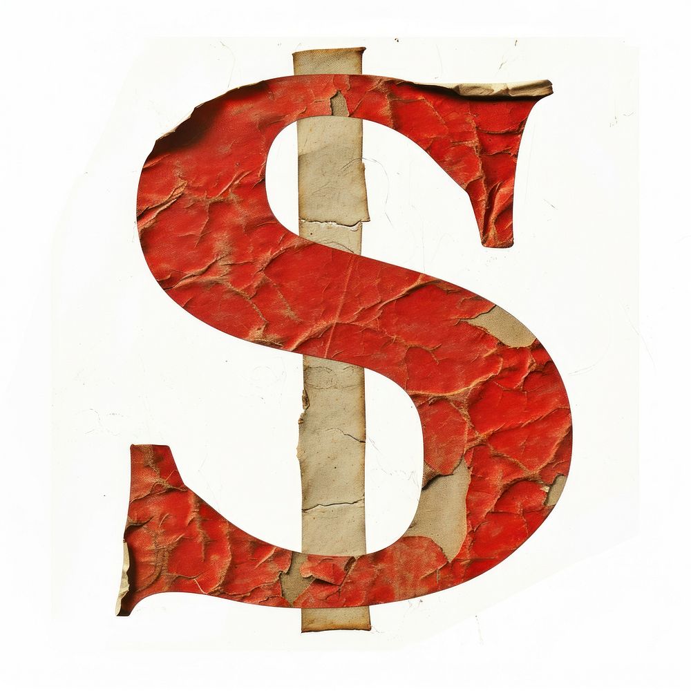 Dollar sign symbol alphabet art red.