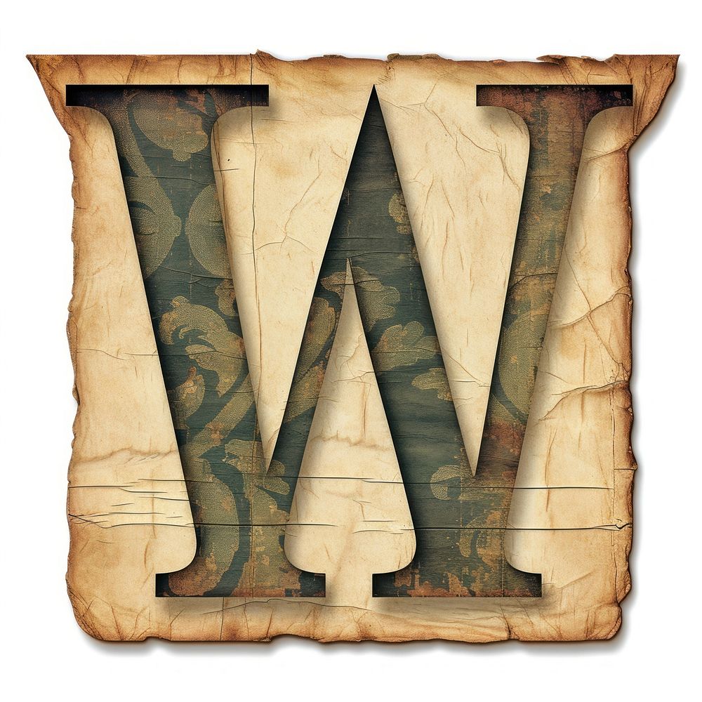 Vintage Alphabet W paper text wood.