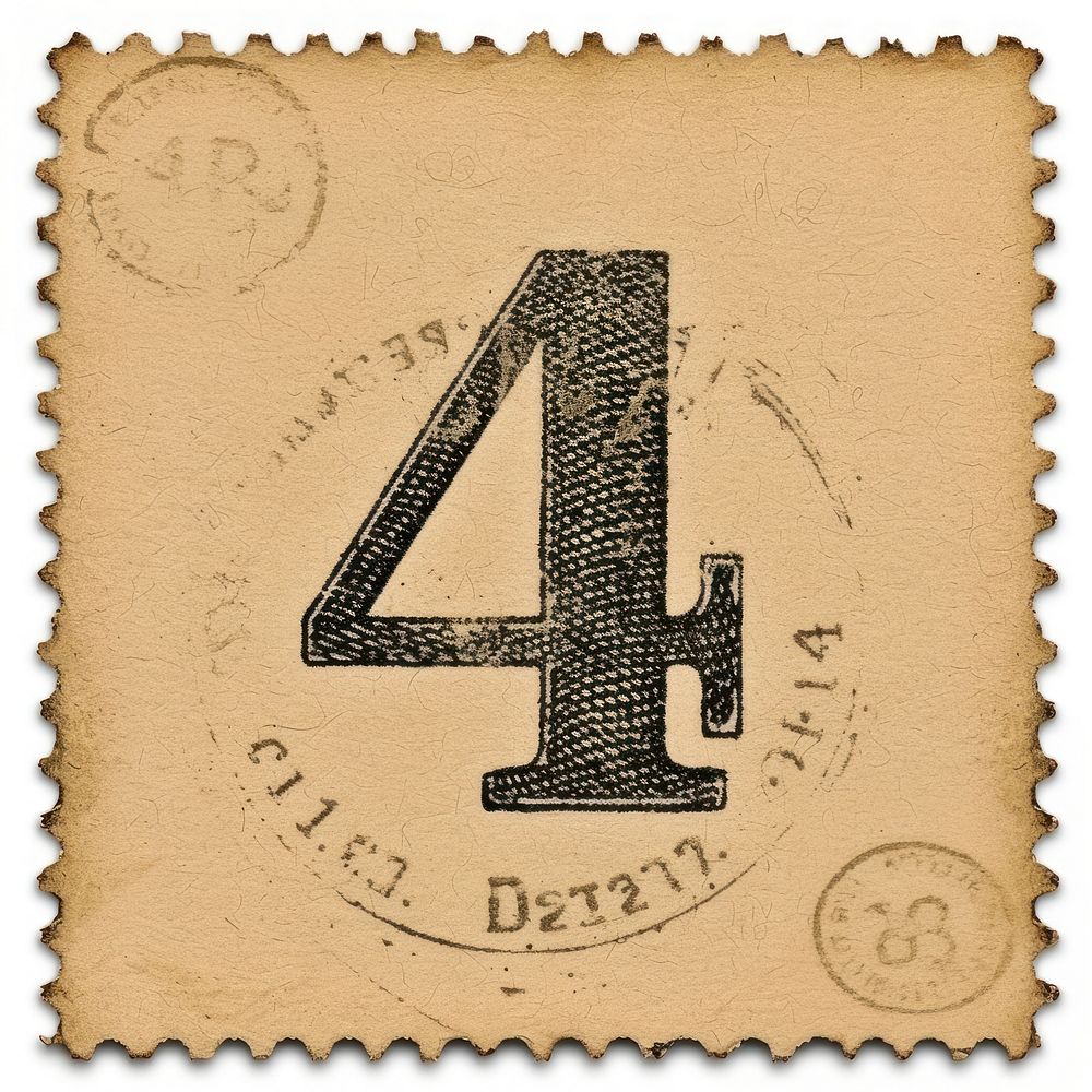 Vintage Number 4 postage stamp.