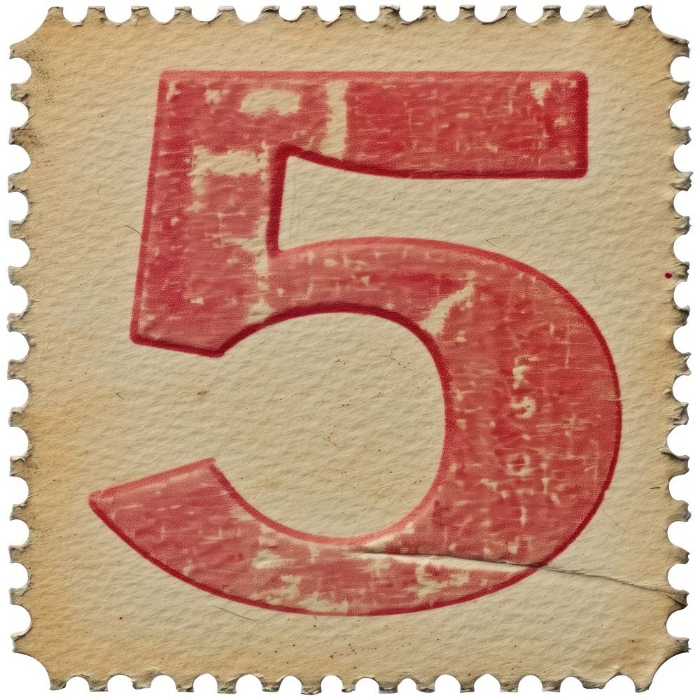 Vintage Number 5 postage stamp.