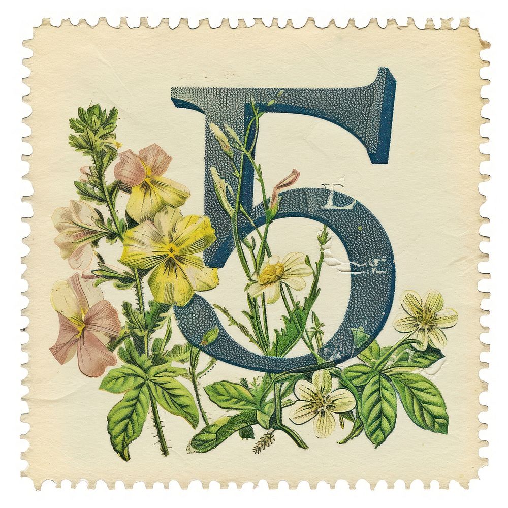 Vintage Number 5 postage stamp.