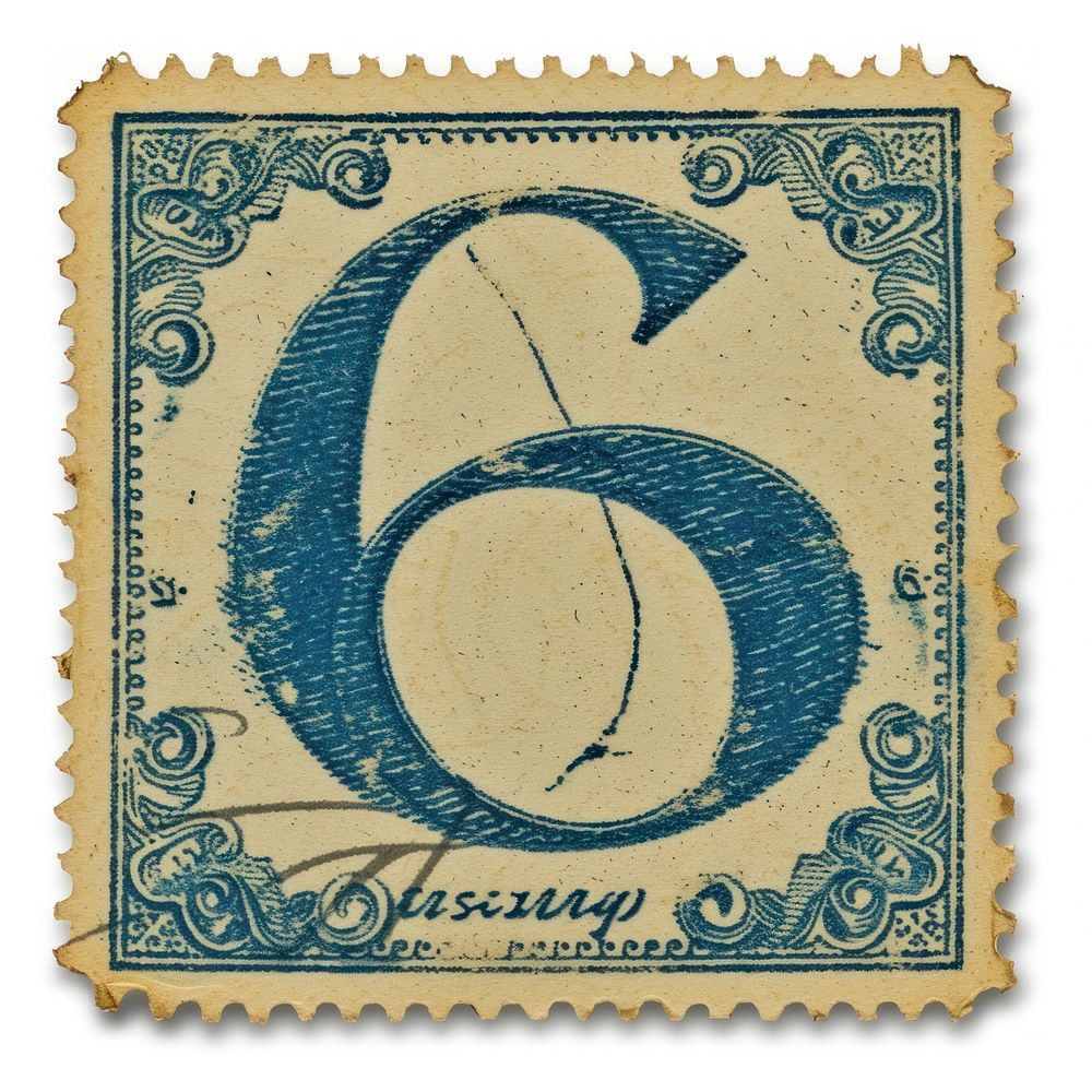 Vintage Number 6 postage stamp.
