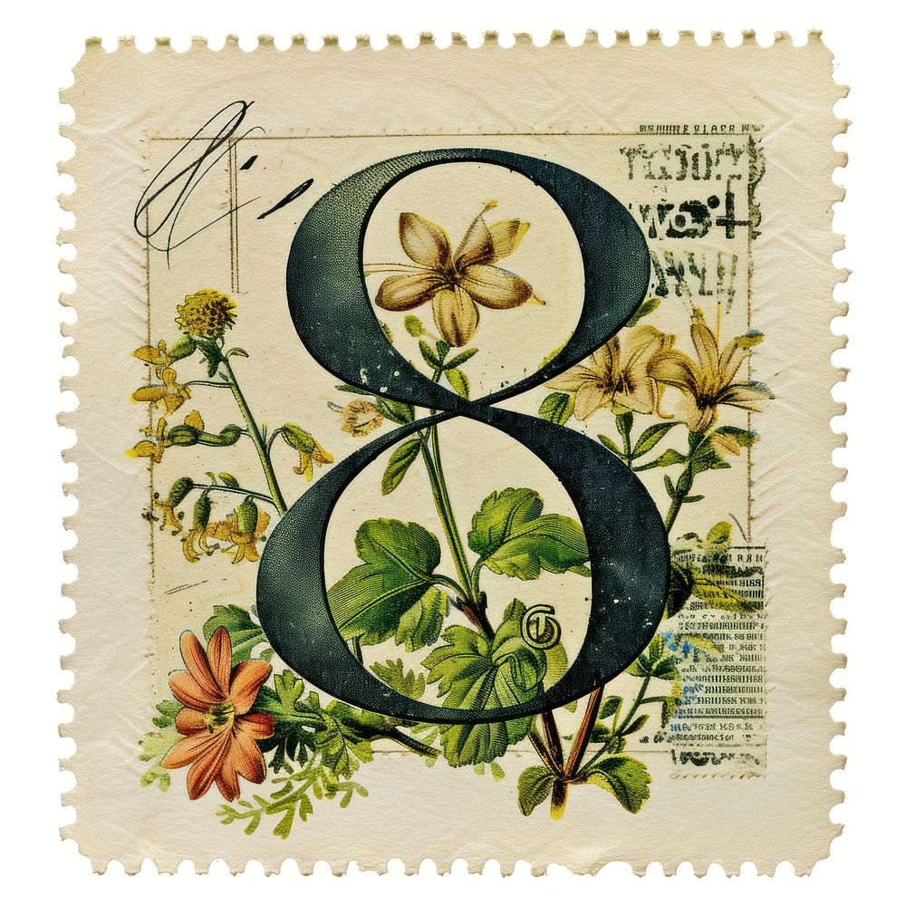 Vintage Number 8 postage stamp.