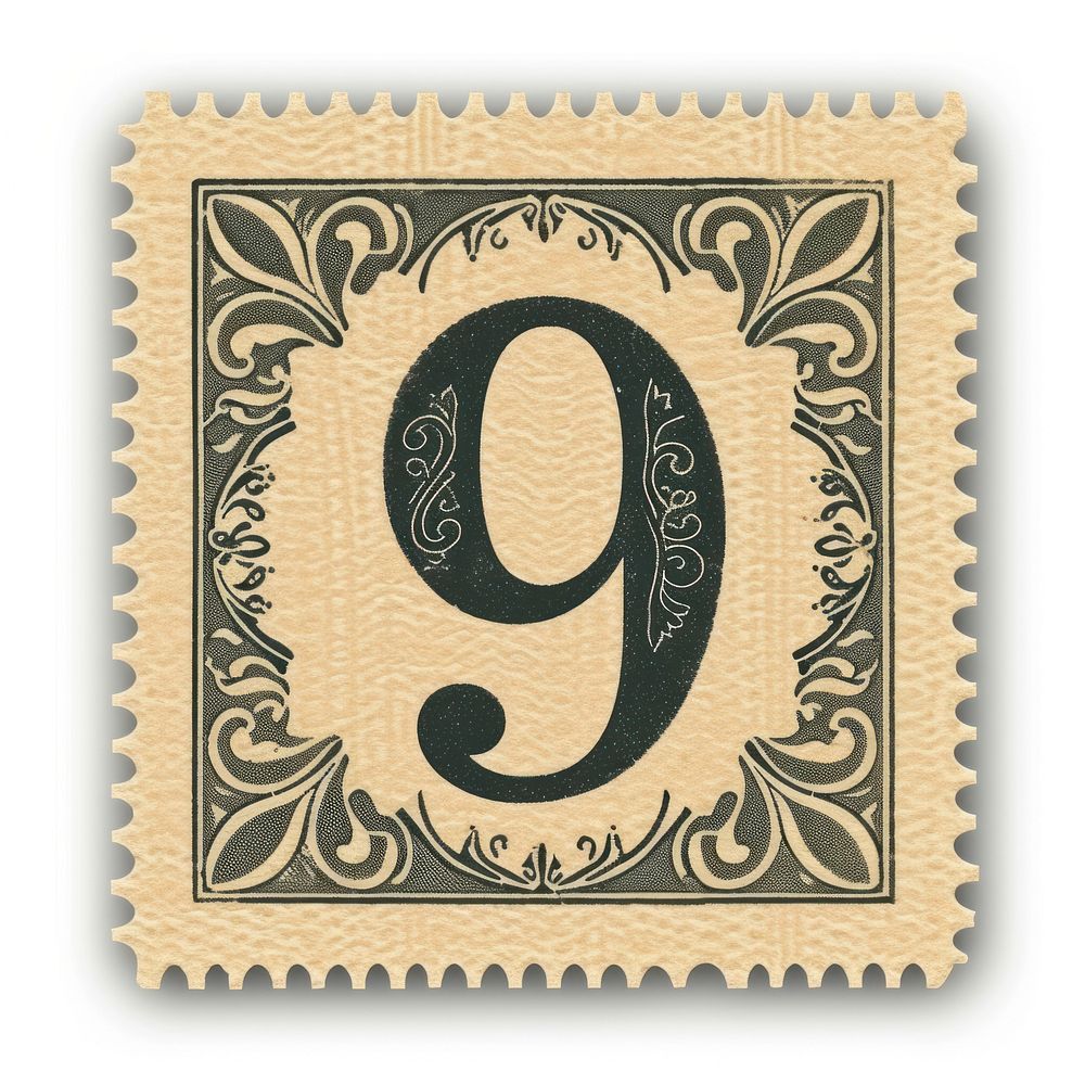 Vintage Number 9 postage stamp.