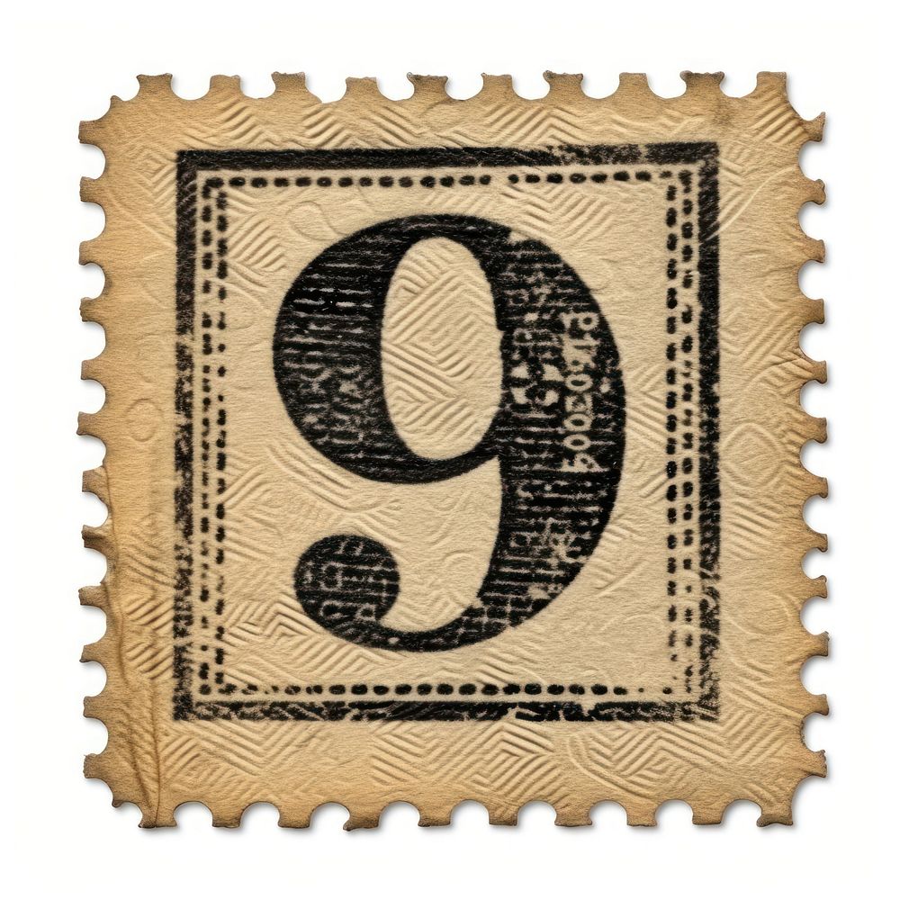 Vintage Number 9 postage stamp.