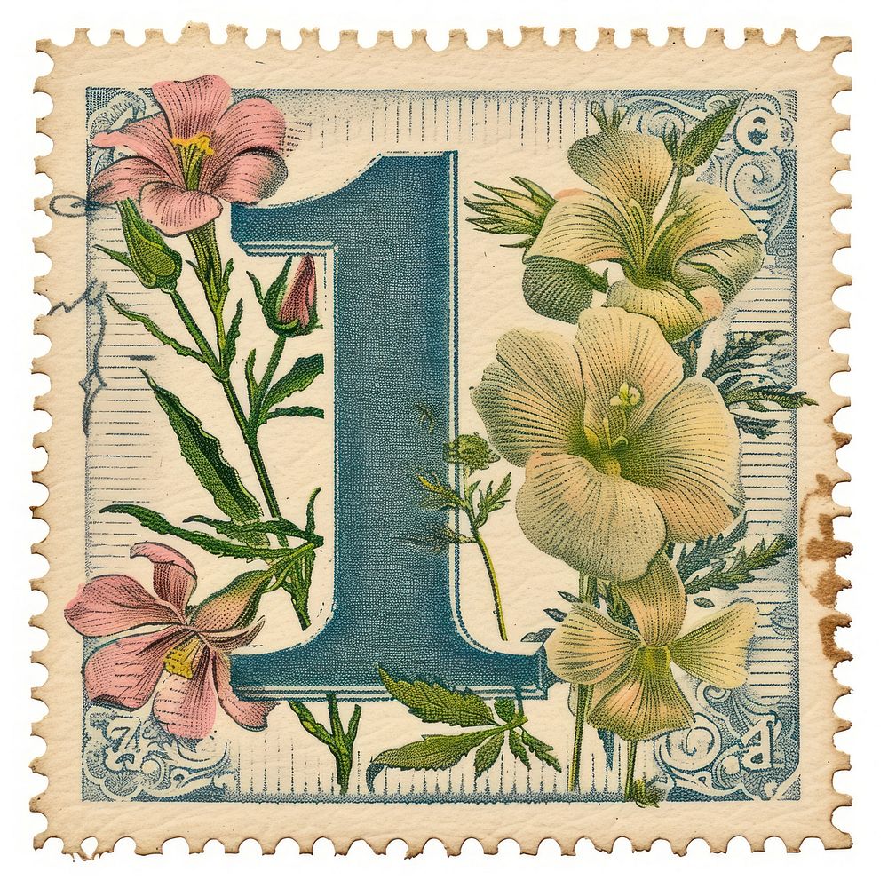 Vintage Number 1 postage stamp.