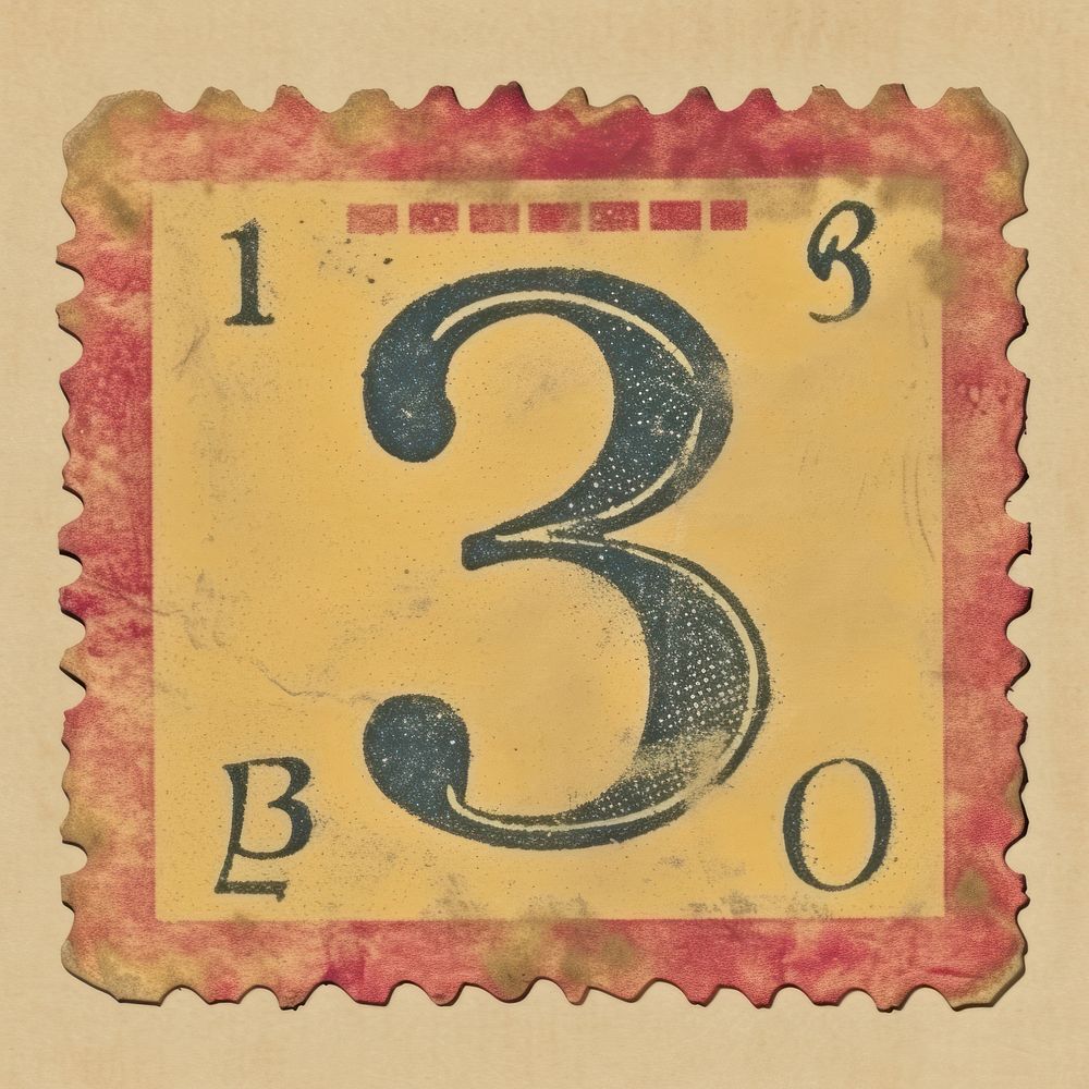 Vintage Number 3 postage stamp.