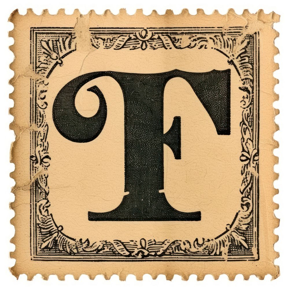Vintage alphabet T postage stamp.