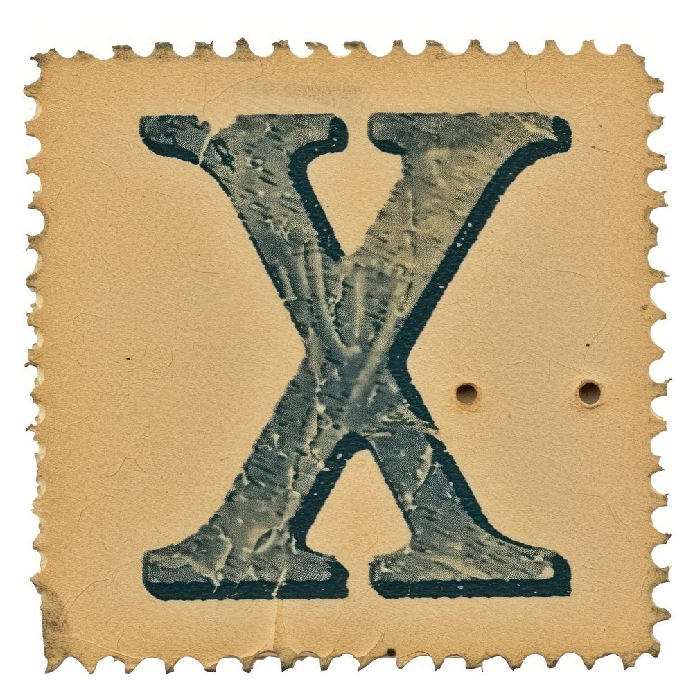 Vintage alphabet X postage stamp.