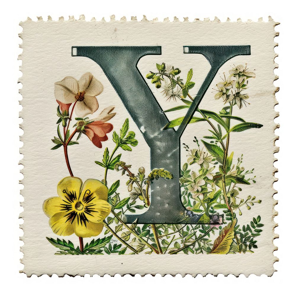 Vintage alphabet Y postage stamp.