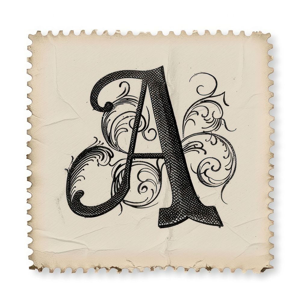 Vintage alphabet A postage stamp.
