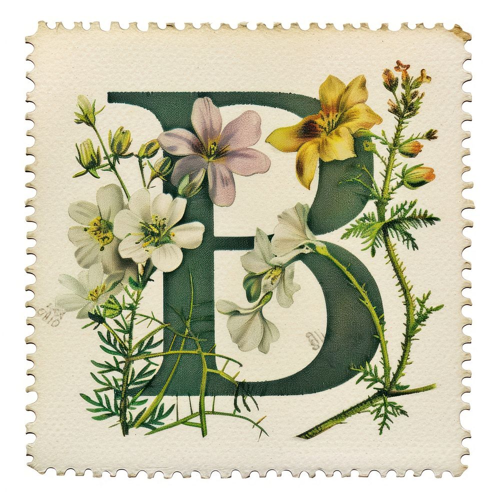 Vintage alphabet B postage stamp.