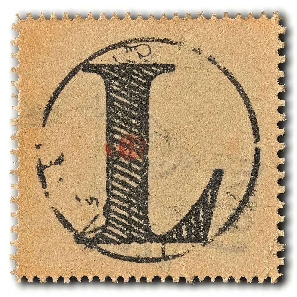 Vintage alphabet L postage stamp.