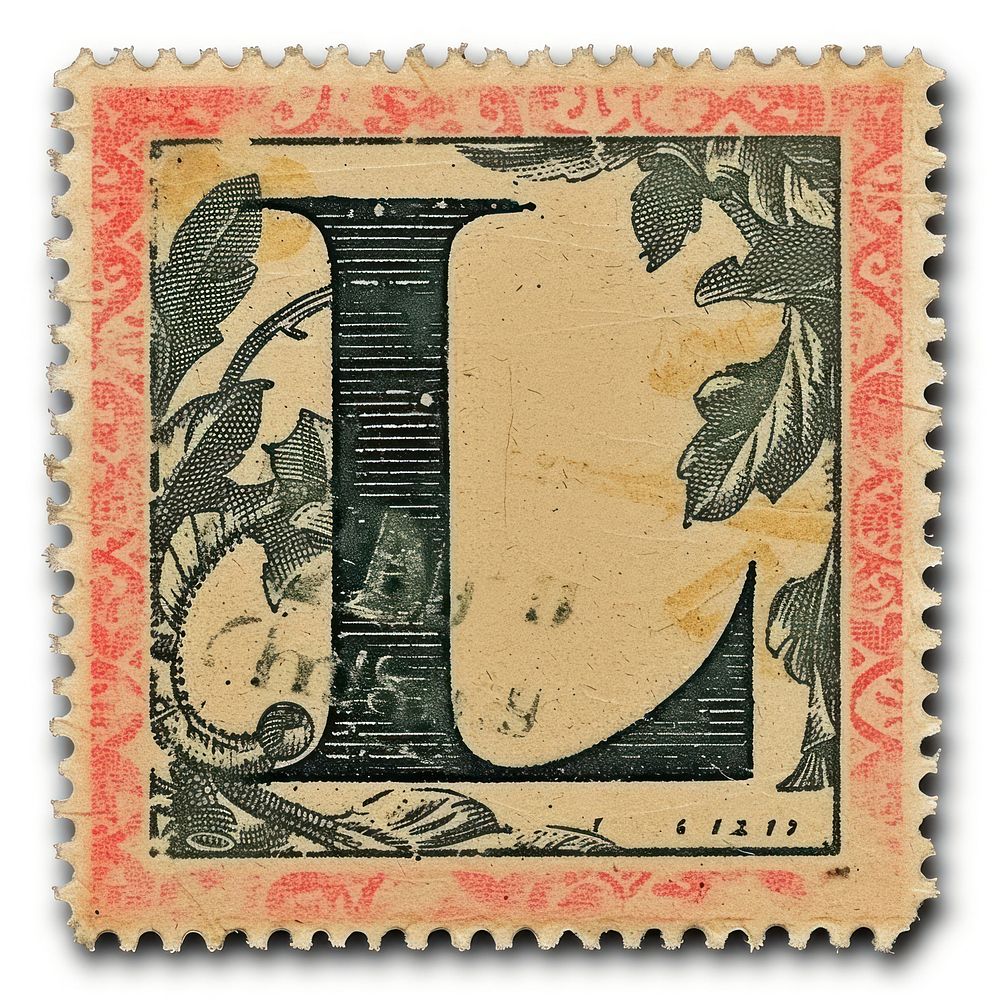 Vintage alphabet L postage stamp.