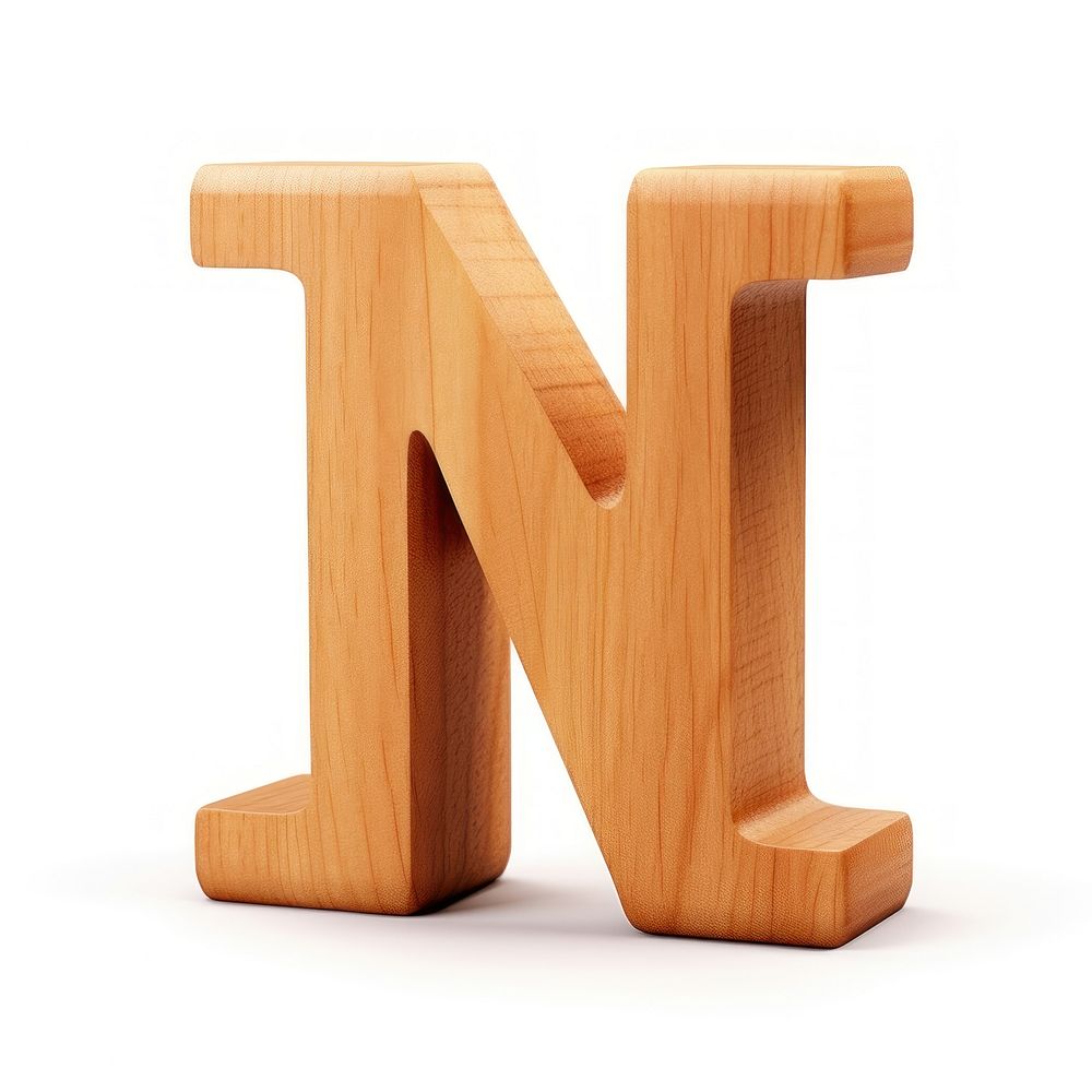 Letter N wood alphabet font.