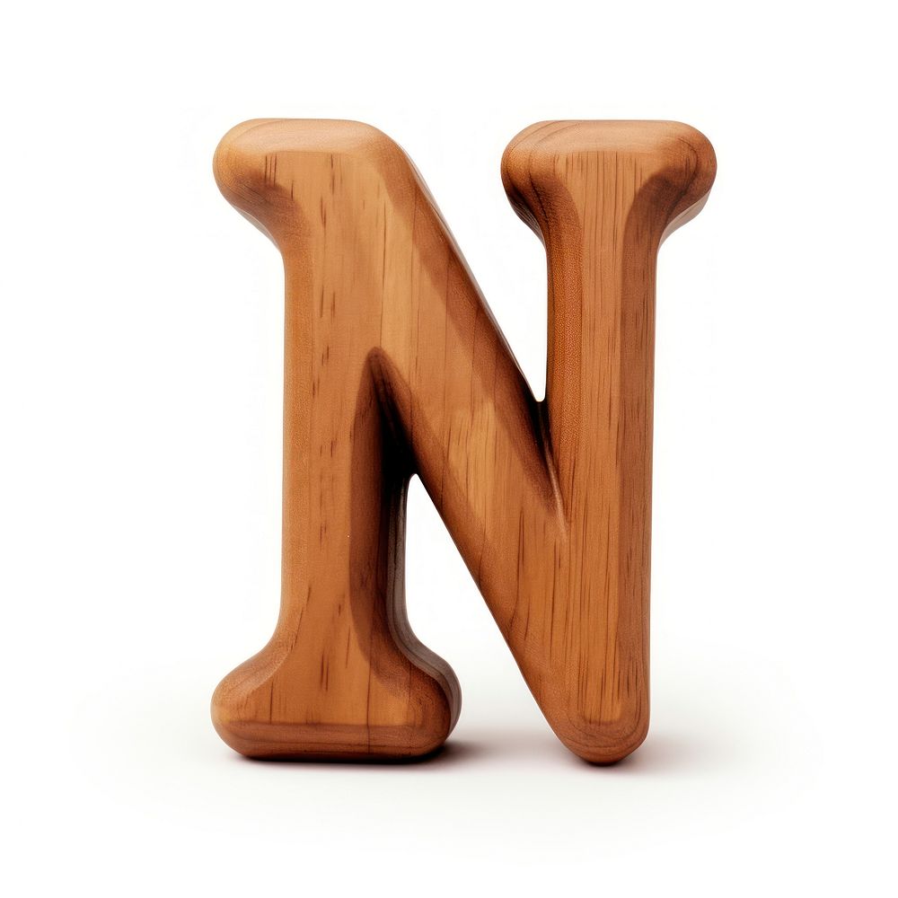 Letter N wood alphabet font.