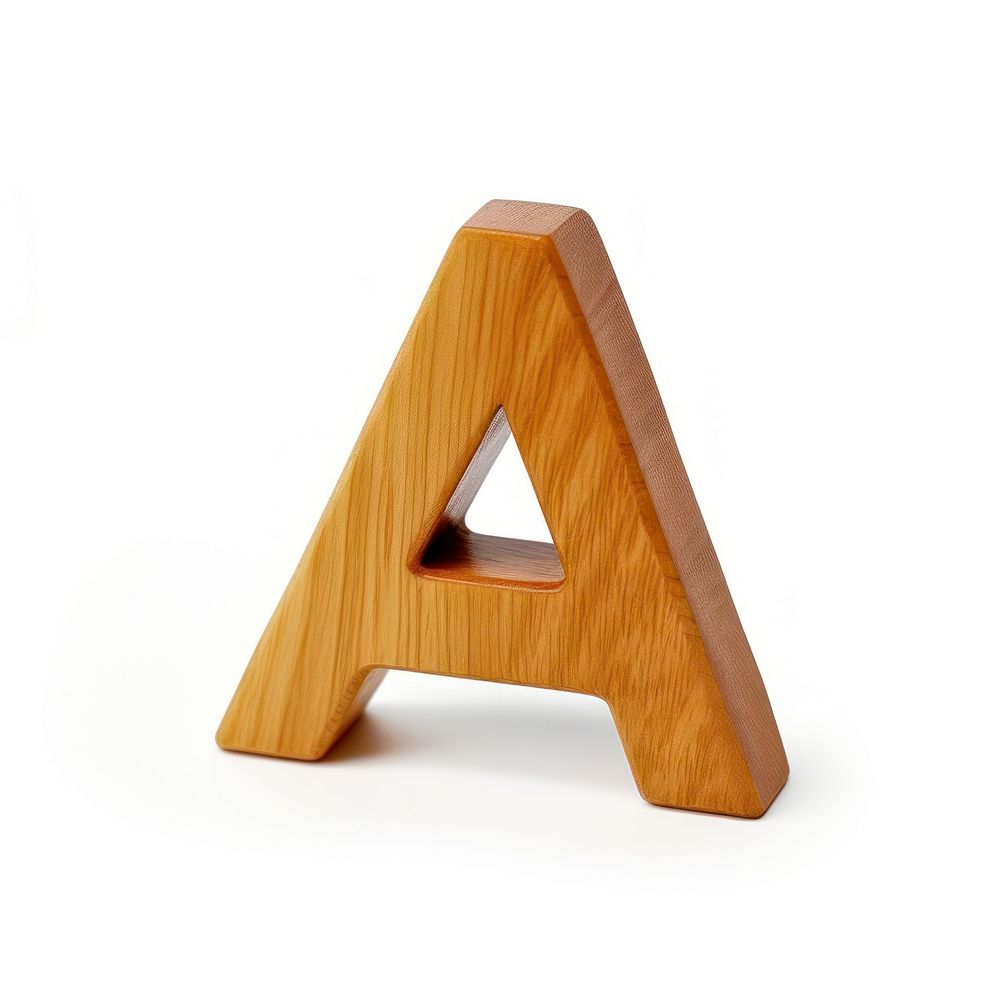 Letter A wood font white background.