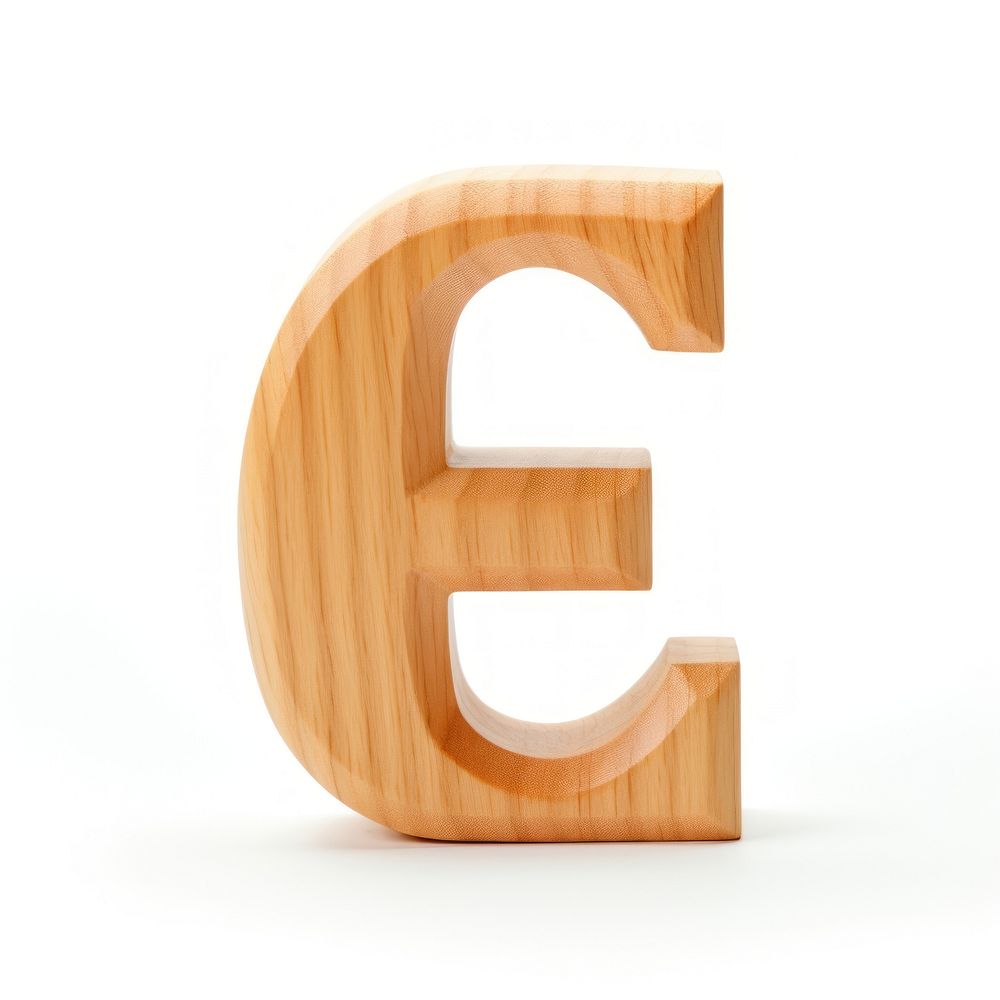 Letter E wood alphabet number.