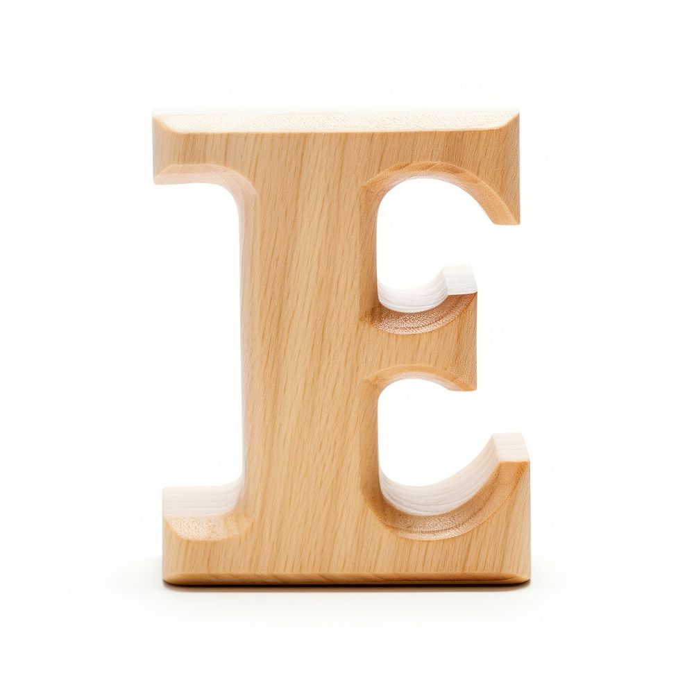 Letter E wood alphabet font.