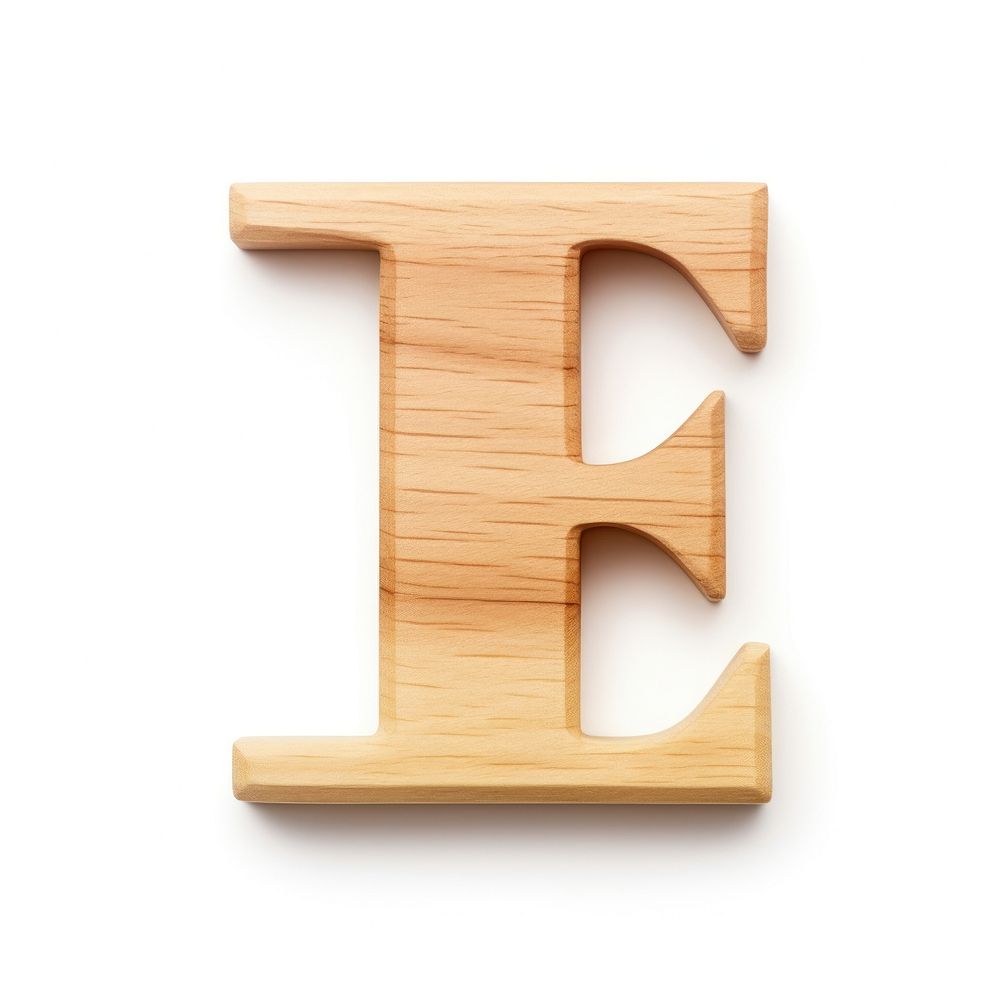 Letter E wood alphabet font.