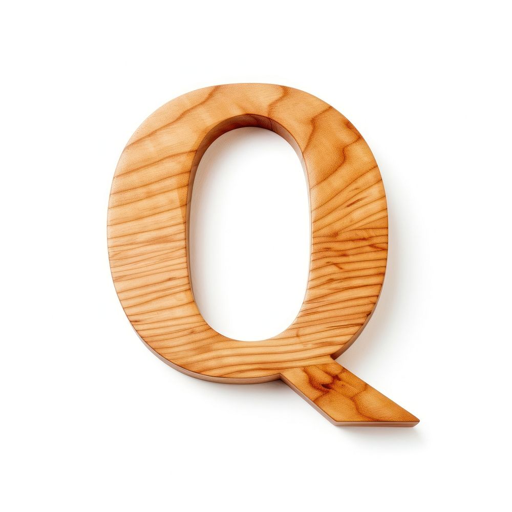 Letter Q wood font white background.